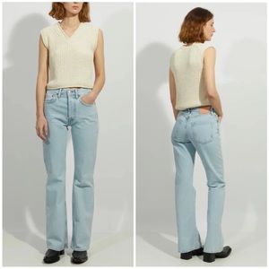 ACNE Sudios Flare Cropped Button Fly Jeans Blonde Sky